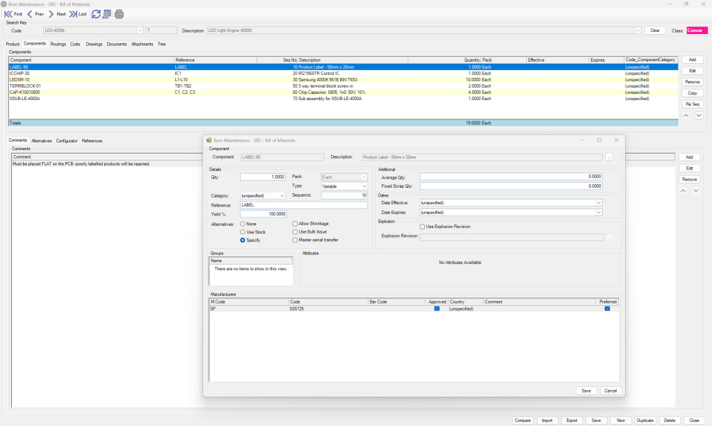 BOM - Components